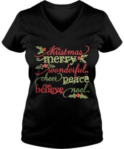 Christmas merry wonderful cheer peace believe noel Vneck