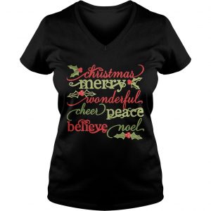 Christmas merry wonderful cheer peace believe noel Vneck