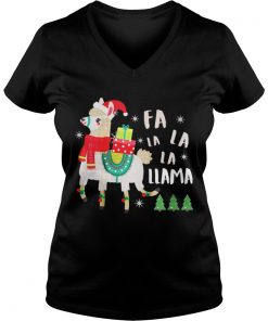 Fa La La La Llama Cute Llama Christmas Vneck