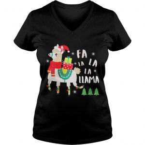 Fa La La La Llama Cute Llama Christmas Vneck