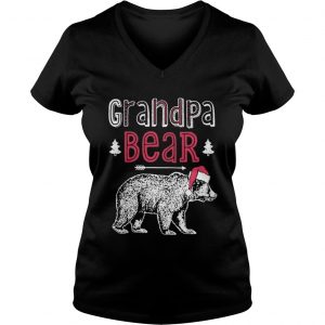 Grandpa bear christmas santa hat Vneck