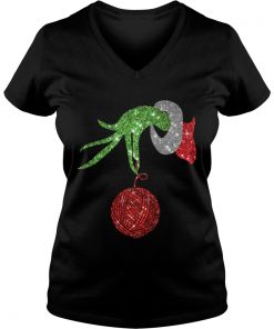 Grinch hand holdings crochet ornament Vneck