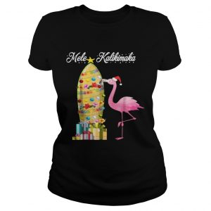 Hawaii Mele Kalikimaka Flamingo Hawaiian Christmas Ladies tee