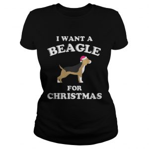 I Want A Beagle For Christmas Ladies Tee