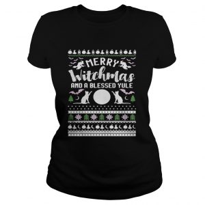 Merry witchmas and a blessed yule ugly christmas Ladies Tee