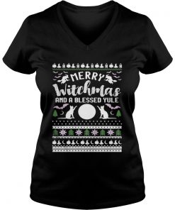 Merry witchmas and a blessed yule ugly christmas Vneck