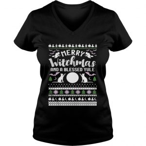 Merry witchmas and a blessed yule ugly christmas Vneck
