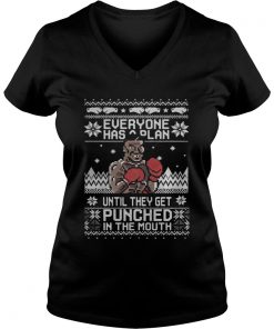 Mike Tyson Punch Everyone has a plan until ugly Christmas Vneck