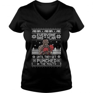Mike Tyson Punch Everyone has a plan until ugly Christmas Vneck