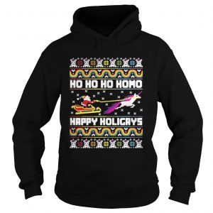Official Santa riding unicorn Ho Ho Ho Homo happy holidays Hoodie