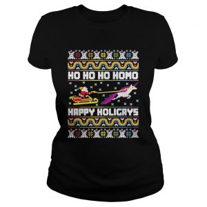 Official Santa riding unicorn Ho Ho Ho Homo happy holidays Ladies Tee