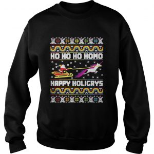 Official Santa riding unicorn Ho Ho Ho Homo happy holidays Sweatshirt