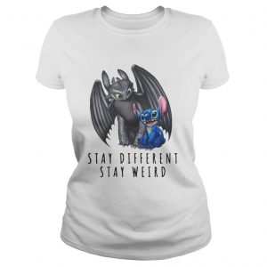 Official Stitch and Toothless stay different stay weird Ladies Tee