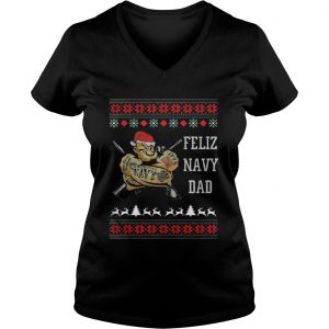 Popeye Feliz Navy Dad Christmas Vneck
