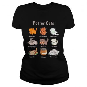 Potter cat Rawrnald Hermeownie Pawdamort Mewgonagall Purrter Meowfoy Nyaville Sefurus Dumpurrdore Ladies Tee