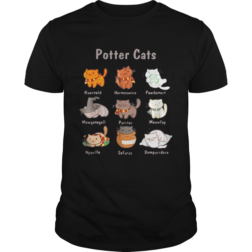 Potter cat Rawrnald Hermeownie Pawdamort Mewgonagall Purrter Meowfoy Nyaville Sefurus Dumpurrdore shirt