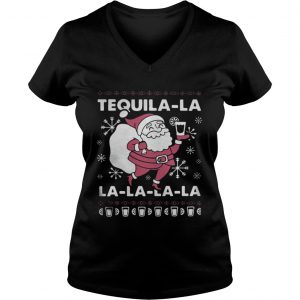 Santa Claus Tequila La la la la la Christmas Vneck