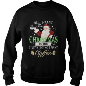 Santa Claus all I want for Christmas is you just kidding I want coffee Sweatshirt