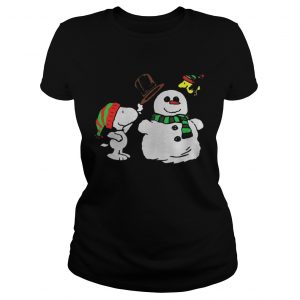 Snoopy Woodstock and Snow Christmas ugly Ladies Tee