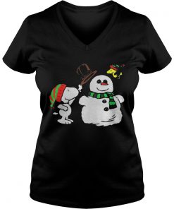 Snoopy Woodstock and Snow Christmas ugly Vneck