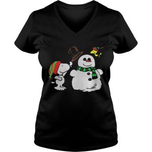Snoopy Woodstock and Snow Christmas ugly Vneck