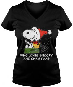 Snoopy who loves Snoopy and Christmas Vneck