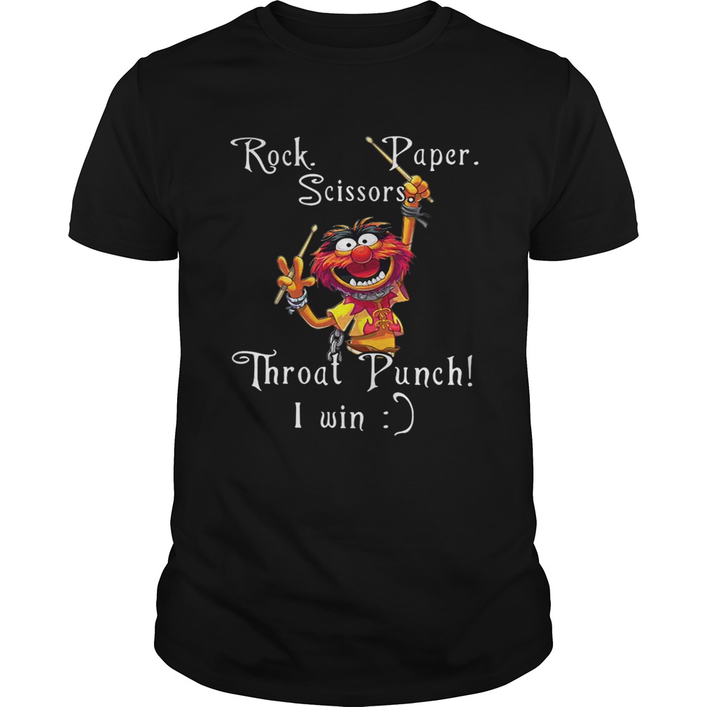 Muppets Rock Scissors Paper Throat Punch I Win Funny T-Shirt Unisex Gildan Tee