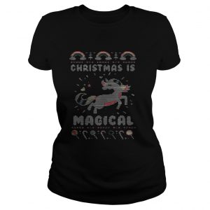 Unicorn Christmas is magical sweat Ladies Tee