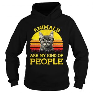 Cat animals are my kind of people retro Hoodie