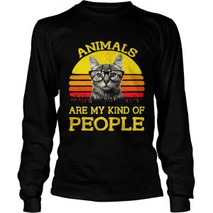 Cat animals are my kind of people retro Longsleeve Tee