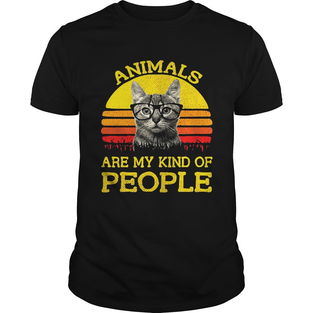Cat animals are my kind of people retro shirt