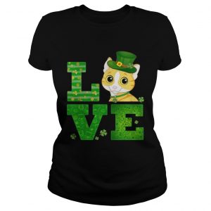 Love Cat St Patricks Day Green Shamrock Ladies Tee