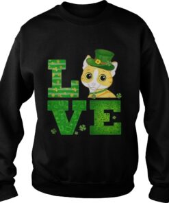 Love Cat St Patricks Day Green Shamrock Sweater