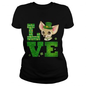 Love Chihuahua St Patricks Day Green Shamrock Ladies tee
