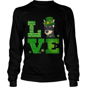 Love Doberman St Patricks Day Green Shamrock Longsleeve Tee