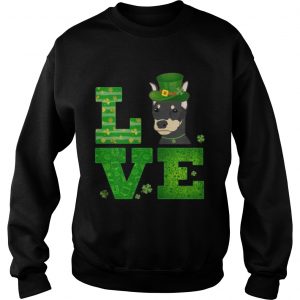 Love Doberman St Patricks Day Green Shamrock Sweater