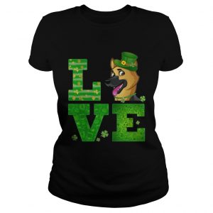 Love German Shepherd St Patricks Day Green Shamrock Ladies tee