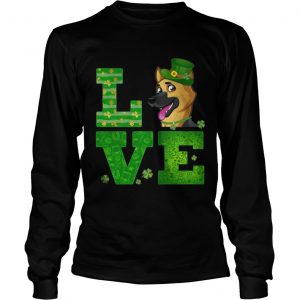Love German Shepherd St Patricks Day Green Shamrock Longsleeve Tee