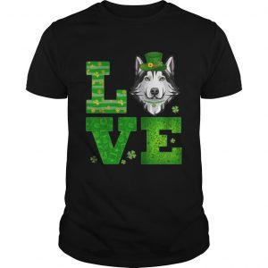 Love Husky St Patricks Day Green Shamrock Guys Tee