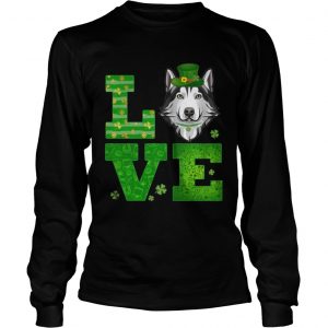 Love Husky St Patricks Day Green Shamrock Longsleeve Tee