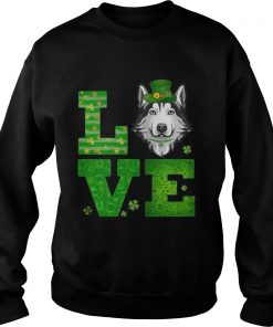Love Husky St Patricks Day Green Shamrock Sweater