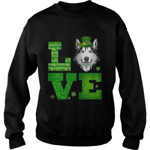 Love Husky St Patricks Day Green Shamrock Sweater