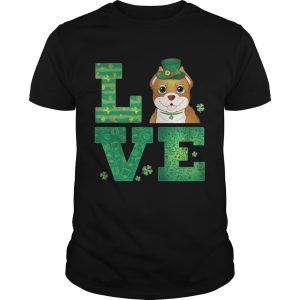 Love Pit Bull St Patricks Day Green Shamrock Guys Tee