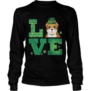 Love Pit Bull St Patricks Day Green Shamrock Longsleeve Tee