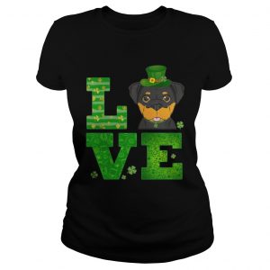 Love Rottweiler St Patricks Day Green Shamrock Ladies Tee