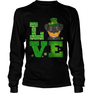 Love Rottweiler St Patricks Day Green Shamrock Longsleeve Tee