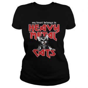 My heart belongs to heavy metal and cats Ladies Tee