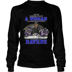 Never Underestimate a Woman Who Understands Football And Loves Ravens Longsleeve Tee