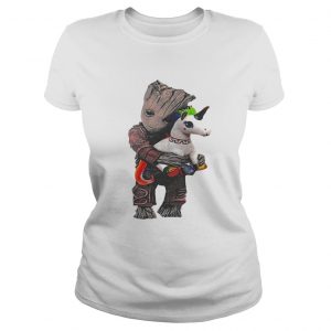 Baby Groot hug unicorn Ladies Tee