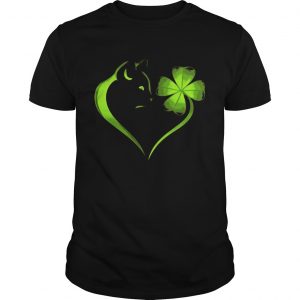 Cat Irish Four leaf clover heart Guys Tee